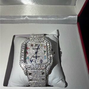 Cartier Silver Watch with Colorful Details